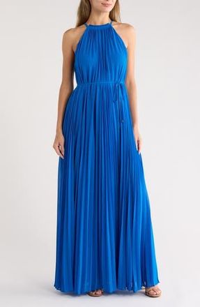 Ted Baker Helyos Pleated Maxi Halter Dress in Blue at Nordstrom Rack, Size 4