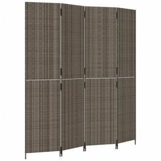 vidaXL Biombo De 4 Paneles Rat&aacute;n Sint&eacute;tico Gris Vidaxl