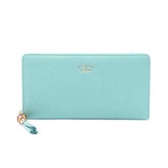 Gucci Pre-owned Wallets, female, Blue, Size: ONE SIZE Pre-owned Bamboo Leather Long Wallet