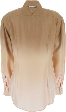 Prada Womens Ombr&eacute; Silk Shirt Beige