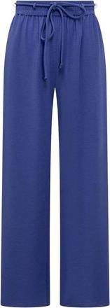Emporio Armani Rechttoe-rechtaan broek met elastische tailleband - Dames - Wijde Broeken - Blauw - XL - Polyester - Broeken