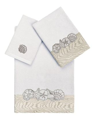 Linum Home Textiles 100% Turkish Cotton Shell Row 3Pc Embellished Towel Set