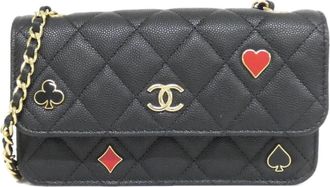 Chanel Black Grained Calfskin Phone Wallet (Pre-Owned)
