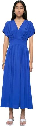 Meimeij V-hals jurk - Dames - Casual kleedjes - Blauw - XS - Kleedjes