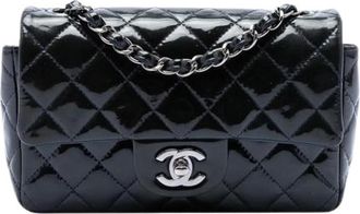 Chanel Pre-owned Quilted Patent Leather Crossbody Bag - Dames - Vintage Schoudertas - Zwart - ONE Size - Leer - Vintage