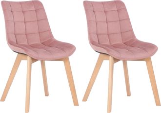 Clp Clp - Set De 2 Sillas De Comedor Passaic En Terciopelo Rosado