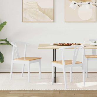 vidaXL Vidaxl Sedia Da Pranzo 2 Pz Legno Di Gomma Solido Bianco E