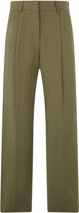 Blaz&eacute; Milano Silk Linen Broeken - Dames - Straight fit broeken - Groen - S - Linnen - Broeken