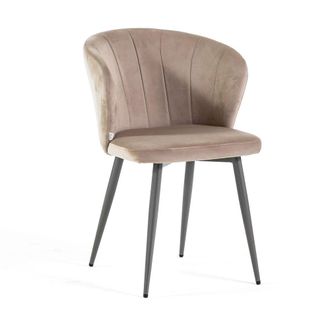 Siediti Fuori e Dentro Set de 2 butacas de terciopelo beige con patas t&oacute;rtola