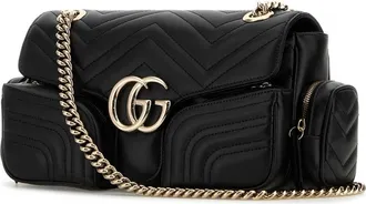 Gucci Womens Marmont Shoulder Bag Black Leather