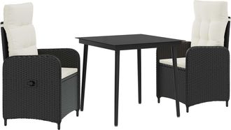 vidaXL Juego De Mesa Y Sof&aacute; 3 Uds. Negro Y Crema Vidaxl