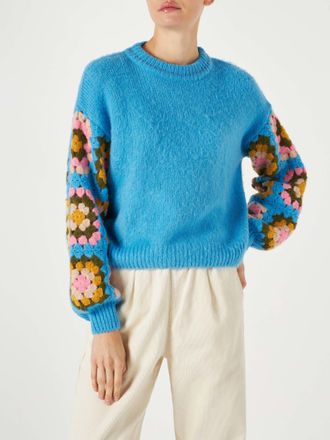 MC2 Saint Barth Woman Ultra Soft Crewneck With Handmade Crochet Sleeves