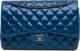 Chanel Pre-owned Womens Classic Flap Shoulder Bag - Medium Blue Leather - One Size