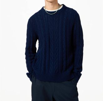 Guest In Residence Fisherman Crew Knit Sweater In Midnight