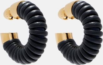 Alaia Ala&iuml;a Bobine leather-trimmed hoop earrings