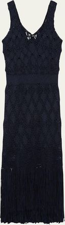 Wales Bonner Java Macrame Fringed Sleeveless Maxi Dress