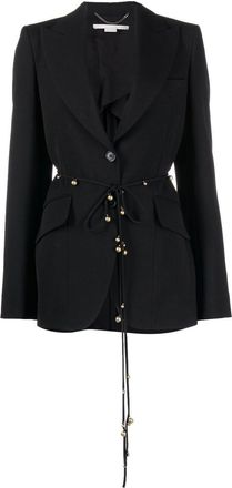 Stella McCartney jewel-belt single-breasted blazer - women - Polyester/Spandex/Elastane/Wool/Viscose/Cotton - 44 - Black
