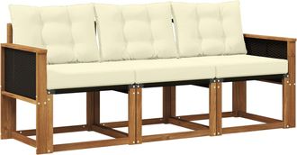 vidaXL Conjunto De Sof&aacute;s De Exterior 3 Uds. Natural Y Crema Vidaxl