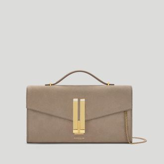 DeMellier The Vancouver Clutch in Light Taupe Suede Leather Clutch