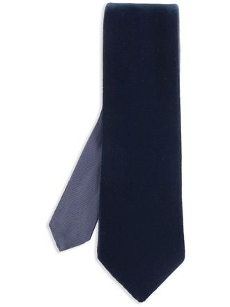 Giorgio Armani velvet-effect tie - men - Viscose - One Size - Blue
