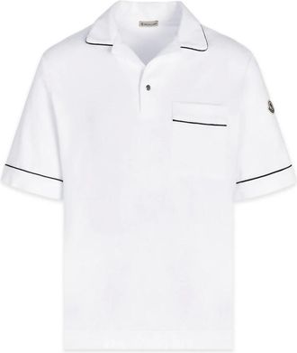 Moncler Polo Shirts, male, White, M, Towelling Shirt with Navy Detail