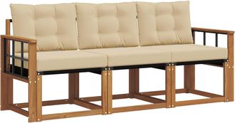vidaXL Conjunto De Sof&aacute;s De Exterior 3 Uds. Natural Y Beige Vidaxl
