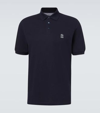 Brunello Cucinelli Polo in piqué di cotone con ricamo