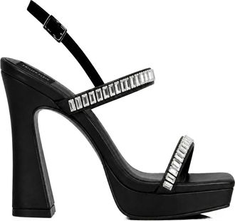 Philipp Plein Nappa High Heels Sandalen Crystal Castons - Dames - Sandalen met hakken - Zwart - 39 EU - Leer - Schoenen