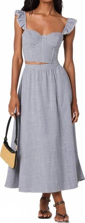 Astr Wylda Gingham Skirt In Blue