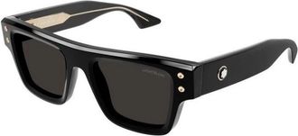 Montblanc Vierkante Zonnebril - Heren - Zonnebrillen - Zwart - 52 MM - Nylon - Accessoires