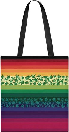 Generic USA Flag Weed Leaf Rainbow Tote Bag for Women Men Shoulder Bags Purses Pouch Handbags