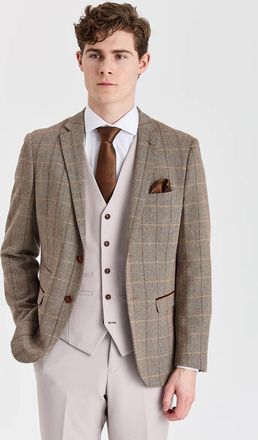 PAUL ANDREW 3 Piece Mix and Match Suit Tweed Check Blazer with Waistcoat Trouser
