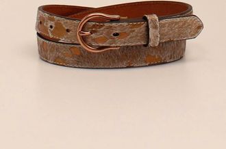 Ariat Womens Metallic Calf Hair Belt In Metallic Tan