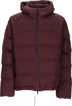 Monobi Puffer Jacket with Horizontal Quilting and High Collar