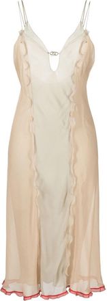 Fendi silk midi dress - women - Silk - 46 - Neutrals