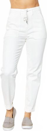 Judy Blue High Waist Garment Dyed Cuffed Jogger Pants In White