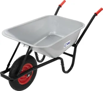 ECD Germany Ecd Germany Carretilla De Obra Y Jard&iacute;n Carrillo De Mano Con Cubeta De Acero Galvanizado 100 L Plateado Con Capacidad De Carga 250 Kg, Asas Largas, Ru