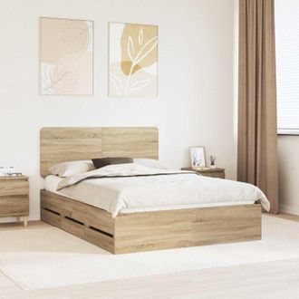 vidaXL Estructura De Cama Roble Sonoma 150 X 200 Cm Madera Ingenieril Vidaxl