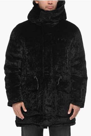 Off-white Padded Velour Jacket With Drawstring Waist size M