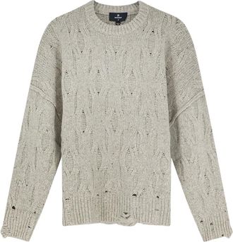 Represent Represent, Truien & Vesten, Heren, Beige, S, Wol, Ribbed Crewneck Cable Knit Sweater