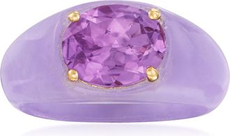 Ross-Simons Amethyst and Lavender Jade Ring With 14kt Yellow Gold