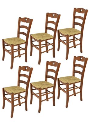 Tommychairs Tommychairs 6 Sillas Cuore En Haya Nuez Claro Y Asiento De Paja