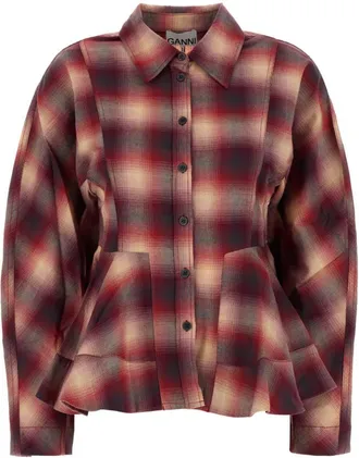 Ganni Red Tailored Plaid Shirt