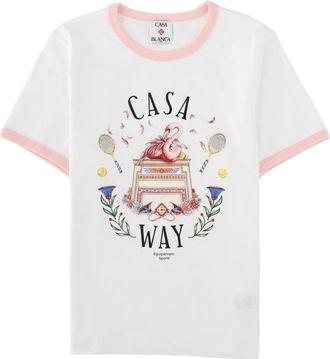 Casablanca Casa Way Graphic Flamingo Tennis Organic Cotton T-Shirt