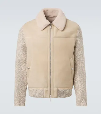 Eleventy Giacca in suede foderata in shearling