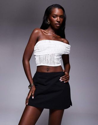 Princess Polly Gigi - Gonna pantalone corta nera in cotone con spacco laterale-Nero