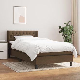 vidaXL Cama Box Spring Con Colch&oacute;n Tela Marr&oacute;n Oscuro 90x200 Cm Vidaxl