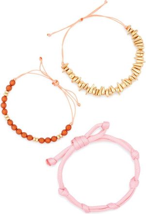 Leith 3-Pack Assorted Slider Bracelets in Red Multi- Gold at Nordstrom Rack