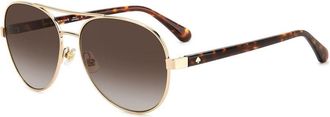 Kate Spade New York Aviator Zonnebril Gouden Frame Bruine Verloop