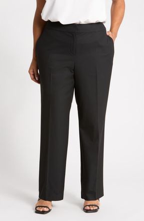 Kasper Washable Lily Trousers in Black at Nordstrom, Size 14W